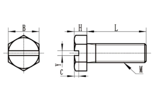 ISO 4017S PEEK slotted hexagon head screws for chemical resistant non-metallic fastening