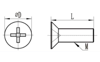 ISO 7046 PEEK countersunk Phillips screws for flush non-metallic fastening
