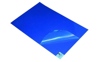 Cleanroom tacky mats and tacky rollers for contamination control in controlled manufacturing environments